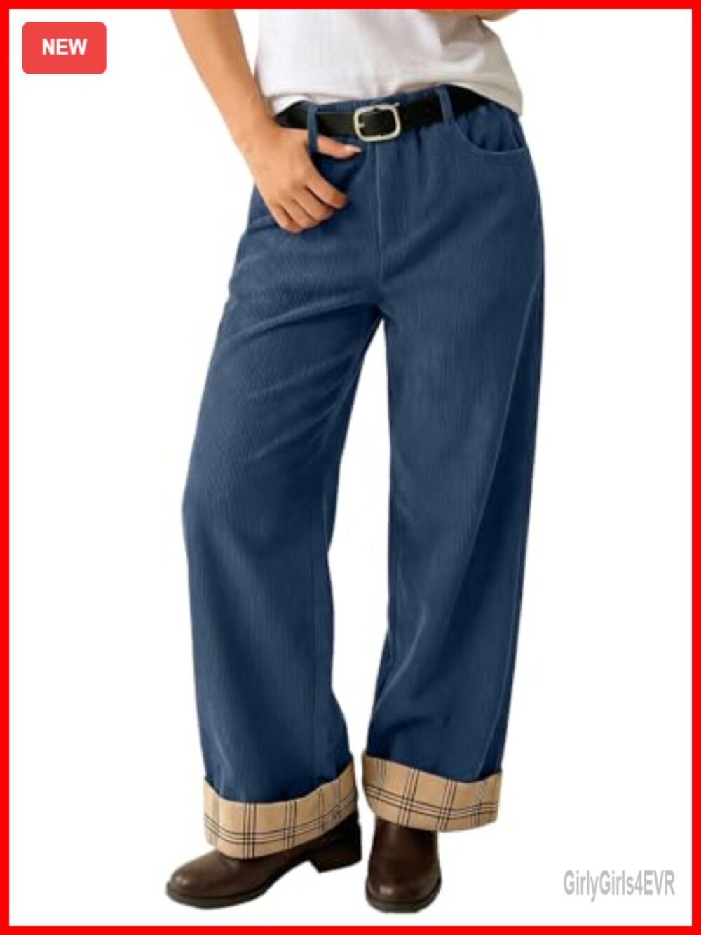 Corduroy Wide Leg Pants with Pockets High Rise Casual Fall